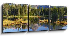 Obraz s hodinami 3D tdln - 150 x 50 cm F_BM43939483 - Mountain Lake in Slovakia Tatra