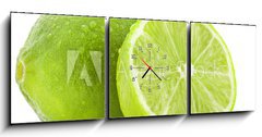 Obraz s hodinami   Fresh lime and slice, Isolated on white background, 150 x 50 cm