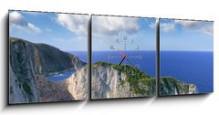 Obraz s hodinami 3D tdln - 150 x 50 cm F_BM44081421 - Navagio Beach with shipwreck in Zakynthos, Greece