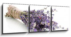 Obraz s hodinami 3D tdln - 150 x 50 cm F_BM44291419 - Lavender flowers isolated on white - Levandule kvtiny izolovanch na blm
