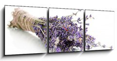 Obraz s hodinami 3D tdln - 150 x 50 cm F_BM44291419 - Lavender flowers isolated on white
