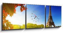Obraz s hodinami 3D tdln - 150 x 50 cm F_BM44409283 - color of  autumn in Paris - barva podzimu v Pai