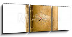 Obraz s hodinami   libro pergamena memoria antica su bianco, 150 x 50 cm