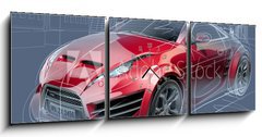 Obraz s hodinami 3D tdln - 150 x 50 cm F_BM44670680 - Sports car sketch. Original car design.