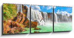 Obraz s hodinami   Dry Nur waterfall, 150 x 50 cm