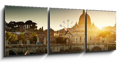 Obraz s hodinami 3D tdln - 150 x 50 cm F_BM44732029 - view on Tiber and St Peter Basilica