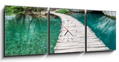 Obraz s hodinami 3D tdln - 150 x 50 cm F_BM44743153 - Ponte di Plitvice