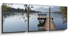 Obraz s hodinami 3D tdln - 150 x 50 cm F_BM44827303 - Bootssteg am Chiemsee