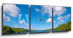 Obraz s hodinami 3D tdln - 150 x 50 cm F_BM44891713 - Blue and White in Canoe Country