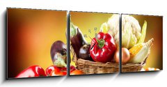 Obraz s hodinami 3D tdln - 150 x 50 cm F_BM44949889 - Healthy Organic Vegetables Still life Art Design