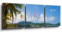 Obraz s hodinami   vacation on a seashore of perfect tropical island, 150 x 50 cm