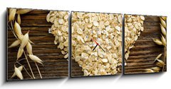 Obraz s hodinami   Oat flakes, 150 x 50 cm