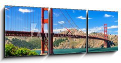 Obraz s hodinami 3D tdln - 150 x 50 cm F_BM45170753 - Golden gate bridge vivid day landscape, San Francisco