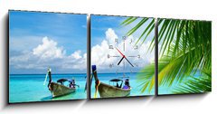 Obraz s hodinami   tropical sea, 150 x 50 cm