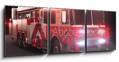 Obraz s hodinami   Fire truck with lights, 150 x 50 cm