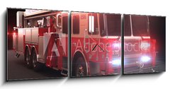 Obraz s hodinami 3D tdln - 150 x 50 cm F_BM45222176 - Fire truck with lights