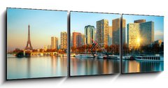 Obraz s hodinami 3D tdln - 150 x 50 cm F_BM45236411 - Paris Tour Eiffel skyline