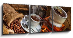 Obraz s hodinami 3D tdln - 150 x 50 cm F_BM45568807 - grinder and other accessories for the coffee