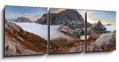 Obraz s hodinami   In the dolomites  passo Valparola, 150 x 50 cm