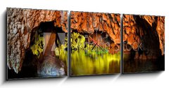 Obraz s hodinami   Cenote, underwater cave, Yucatan, 150 x 50 cm