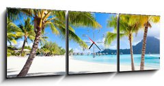 Obraz s hodinami 3D tdln - 150 x 50 cm F_BM45867678 - Bora Bora beach