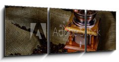Obraz s hodinami   coffee mill, 150 x 50 cm