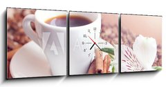 Obraz s hodinami 3D tdln - 150 x 50 cm F_BM45911751 - mug black coffee