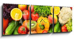 Obraz s hodinami 3D tdln - 150 x 50 cm F_BM45963469 - fruits and vegetables - ovoce a zelenina