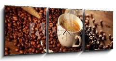 Obraz s hodinami   tazzina di caff fumante, 150 x 50 cm
