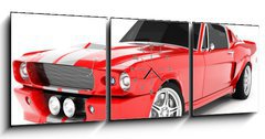 Obraz s hodinami 3D tdln - 150 x 50 cm F_BM4599726 - Red Classical Sports Car