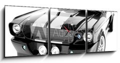 Obraz s hodinami 3D tdln - 150 x 50 cm F_BM4633425 - Black Classical Sports Car