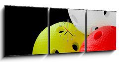 Obraz s hodinami   Three floorball balls isolated on a black background, 150 x 50 cm