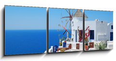 Obraz s hodinami   Traditional architecture of Oia village at Santorini island in G, 150 x 50 cm