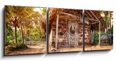 Obraz s hodinami 3D tdln - 150 x 50 cm F_BM46715842 - Tropical village