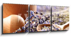 Obraz s hodinami   Pestle and mortar with lavender, 150 x 50 cm