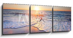 Obraz s hodinami 3D tdln - 150 x 50 cm F_BM47125419 - sunset and sea