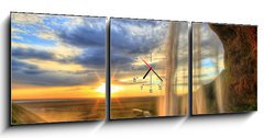 Obraz s hodinami 3D tdln - 150 x 50 cm F_BM47723012 - Seljalandfoss waterfall at sunset in HDR, Iceland