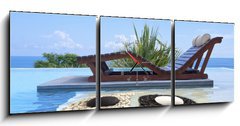 Obraz s hodinami 3D tdln - 150 x 50 cm F_BM47893385 - piscine yin yang