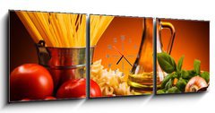 Obraz s hodinami   Pasta and fresh vegetables, 150 x 50 cm