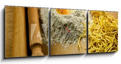 Obraz s hodinami   Italian fresh pasta: spaghetti alla chitarra, 150 x 50 cm