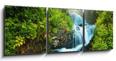 Obraz s hodinami   Creek in forest, 150 x 50 cm