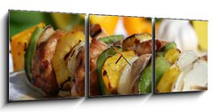 Obraz s hodinami 3D tdln - 150 x 50 cm F_BM4909115 - Grilled Chicken Kebabs - Grilovan kuec kebaby