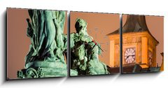 Obraz s hodinami 3D tdln - 150 x 50 cm F_BM49152475 - Saint Ivo statue and Smetana clock-tower, Prague.