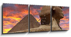 Obraz s hodinami 3D tdln - 150 x 50 cm F_BM4923108 - Pyramid and Sphinx at Giza, Cairo