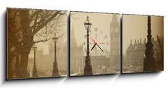 Obraz s hodinami 3D tdln - 150 x 50 cm F_BM50280997 - Vintage Retro Picture of Big Ben / Houses of Parliament (London)