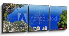 Obraz s hodinami 3D tdln - 150 x 50 cm F_BM50436807 - stunning Capri island, bella Italia series