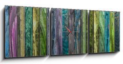 Obraz s hodinami   Panorama planches de bois multicolores, 150 x 50 cm
