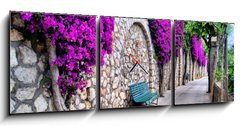 Obraz s hodinami 3D tdln - 150 x 50 cm F_BM50635038 - Vibrant flower draped pathway in Capri, Italy