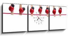 Obraz s hodinami 3D tdln - 150 x 50 cm F_BM5068236 - Ladybugs pins