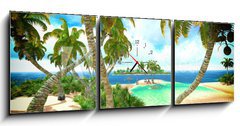 Obraz s hodinami 3D tdln - 150 x 50 cm F_BM50721906 - Tropical paradise beach - Tropick rajov pl